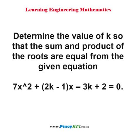Learn how to find the value of the constant k for quadratic equations when its roots are reciprocals. How To Find The Value Of K In A Quadratic Equation With ...