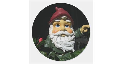 Happy Garden Gnome Classic Round Sticker Zazzle