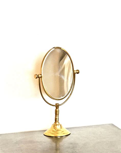 vintage standing vanity mirror 1950s 60s brass rotating