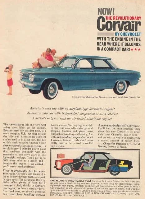 1959 Chevrolet Corvair 700 Vintage Print Ad Compact Car Independent