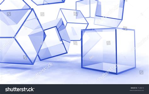Abstract Glass Blue Cubes On White Stock Illustration