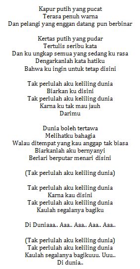 Lirik Lagu Gita Gutawa Tak Perlu Keliling Dunia Ost Laskar Pelangi Recorder Keyboard