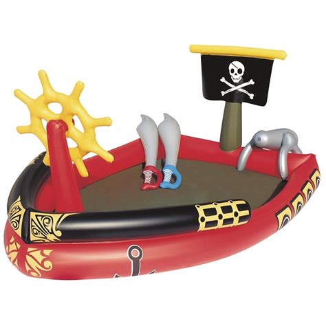 Inflatable Giant Pirate Boat With Water Sprayer Cannon Swim Toys For