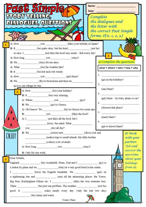 Past Simple Story Telling Dialogue English Esl Worksheets Pdf And Doc