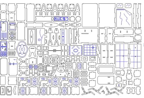Download Dollhouse drawing: a model for laser cutting download cdr, dxf