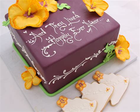 A beautiful message to wish the newlyweds a happy life ahead. The Crimson Cake Blog: Bridal Shower Cake with Cookies