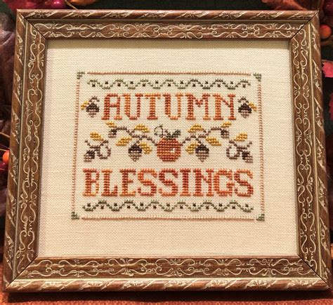 Counted Cross Stitch Pattern Autumn Blessings Harvest Thanksgiving
