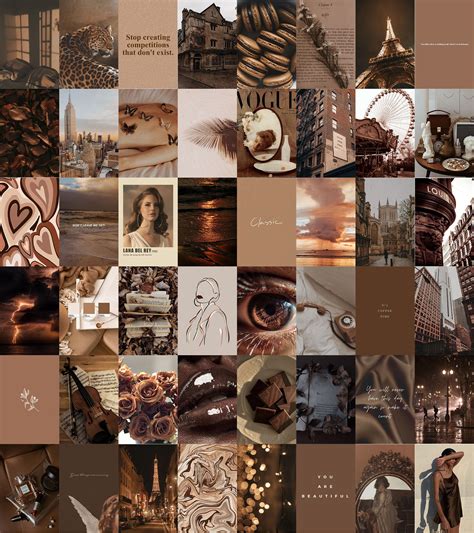 Brown Aesthetic Wall Collage Kit Nude Wall Photo Kit Boujee Etsy México
