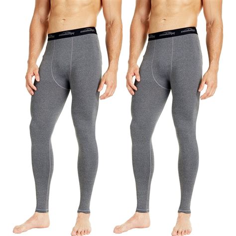 2 pack men s compression pants running tights baselayer cool dry sports leggings gray