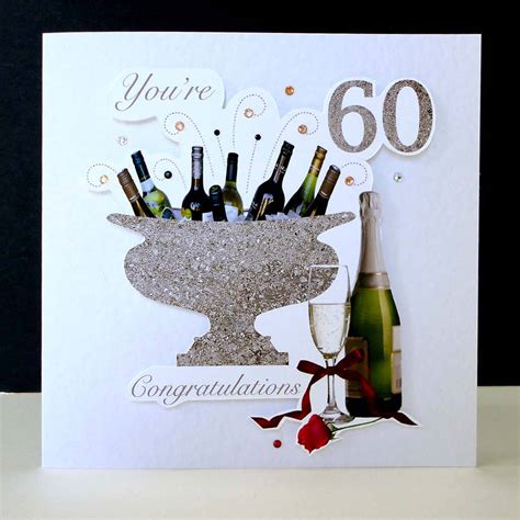 60th Birthday Card 60th Birthday Card Female Birthday Card For Her Sparkly Champagne Design