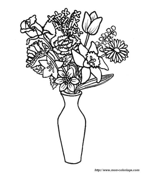 Coloriage de Fleur, dessin coloriage fete des meres vase fleur à colorier