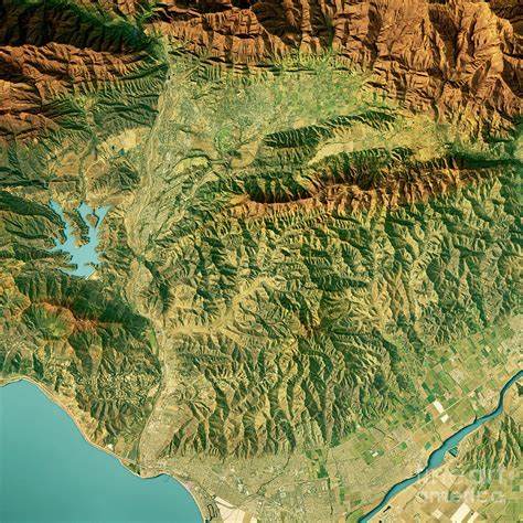 Ventura 3d Render Topographic Map Color Digital Art By Frank Ramspott Fine Art America