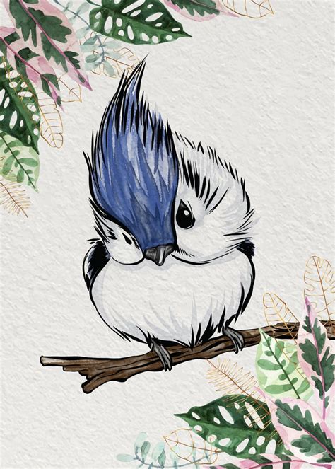 Watercolor Baby Bird Poster By Loutecrea Displate