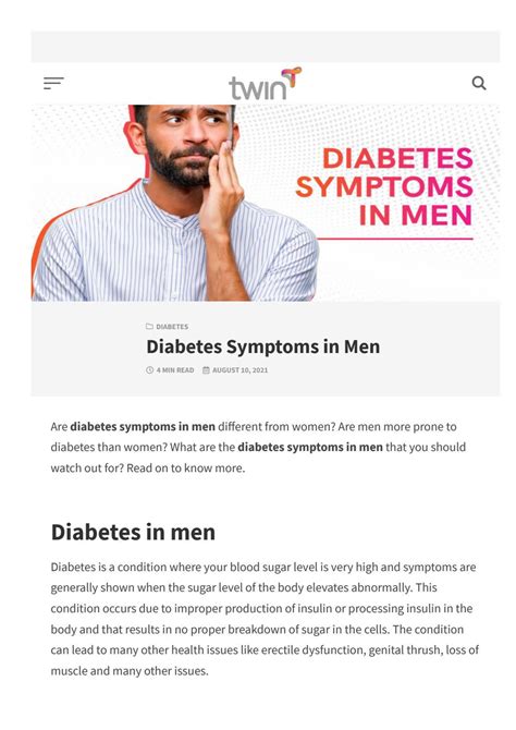 Diabetes Symptoms In Men By Adstimesgroup Issuu