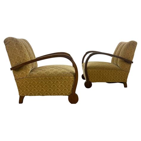 A Pair Of French Art Deco Club Chair Armchairs 1935 At 1stdibs