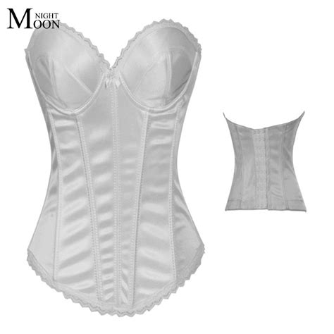 Moonight Sexy Corsage Women Strapless Black White Lace Up Corset Bustier Overbust Top With Three
