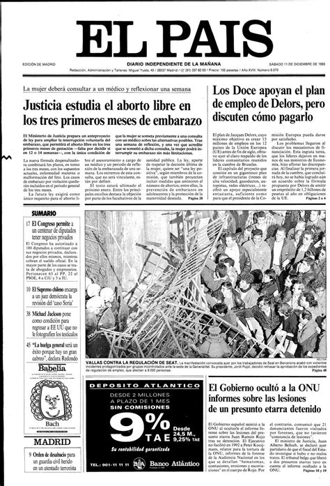 Portada 11 de Diciembre de 1993 - Aniversario EL PAÍS