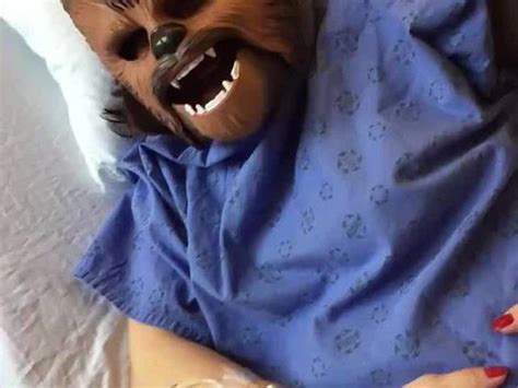 video mom wears chewbacca mask during labor