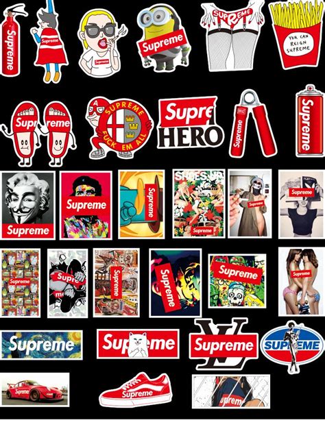 Supreme Skateboard Laptop Stickers Ilustrasi Retro Stiker Retro