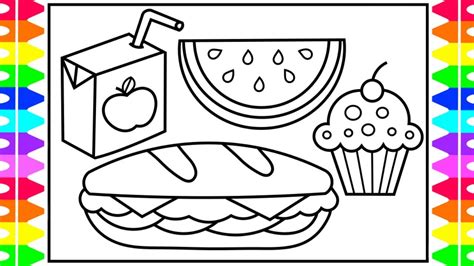 How To Draw Food Step By Step For Kids 🍉🍭🍔🥤yummy Food Drawings For Kids