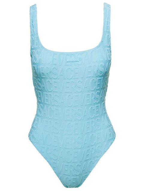 Buy Versace E One Piece Swimsuit With All Over Logo Lettering Print Snd