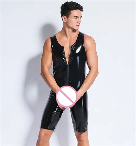 hot sexy plus size male latex jumpsuit lingerie sex teddies and bodysuits night club bar stage