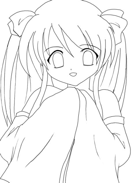 Anime Kawaii Girl Lineart By Riiko23 On Deviantart