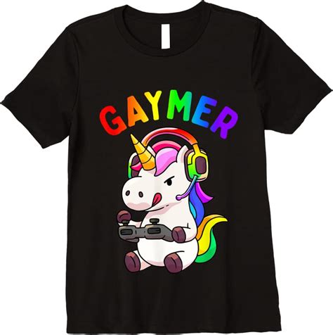 new gaymer gay pride flag lgbt gamer lgbtq gaming unicorn t t shirts tees design