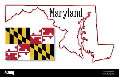 Mapa Del Estado De Maryland Y La Bandera Imagen Vector De Stock Alamy