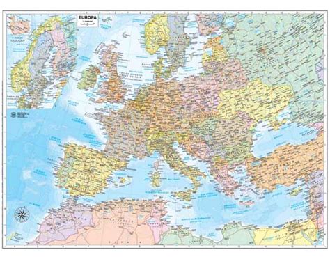 Ogni nazione è stata colorata con un colore differente in modo da poter essere contraddistinta. Europa Carta Murale Politica Plast. Aste 60 X 50 - Aa.Vv ...