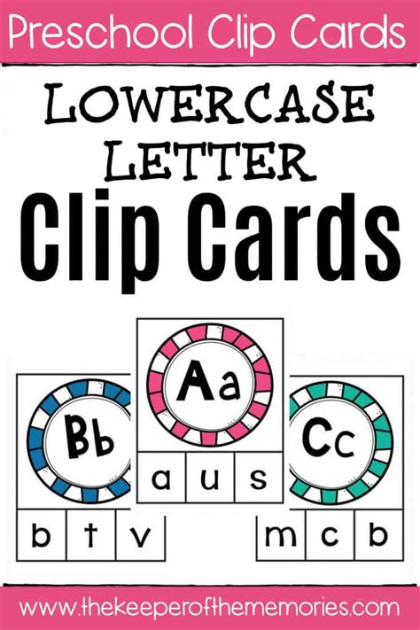 Lowercase Letters Alphabet Clip Cards For Preschoolers The Keeper Of