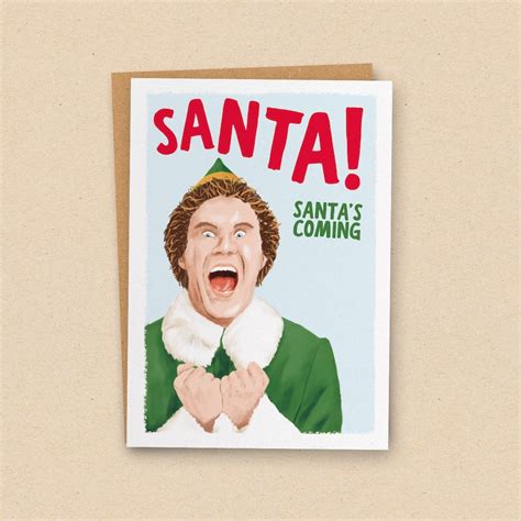buddy the elf christmas card santa santa s coming elf etsy