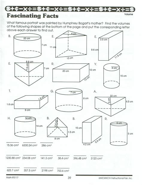 Surface Area And Volume Worksheet
