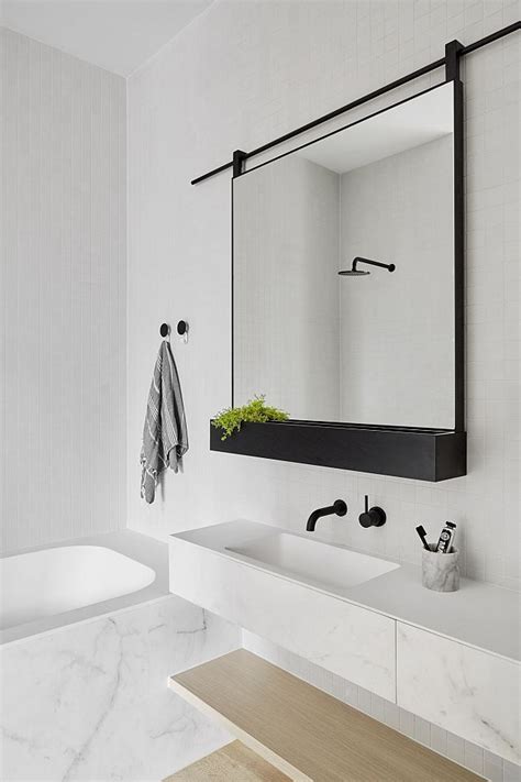 Exquisite fogless bath mirror with suction cup and double bottom hook stainless steel finish. Black Framed Bathroom Vanity Mirrors - BESTHOMISH