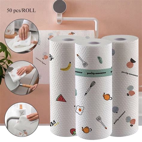 Kitchen Tissue Holder Roll Cleaning Cloths Lazy Rags Dry Washable Disposable Dish Paper Towel