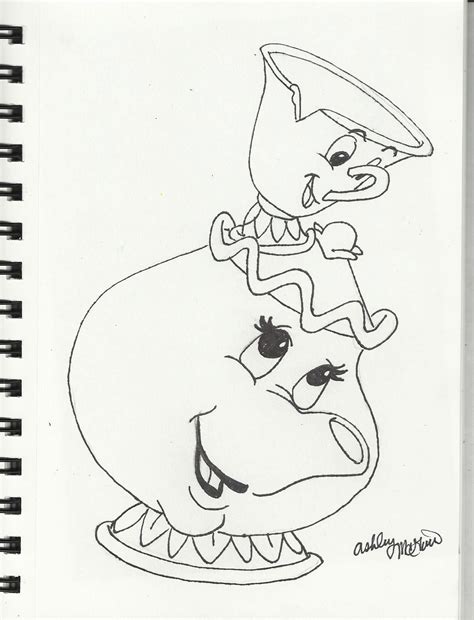 Mrs Potts & Chip | Easy disney drawings, Disney drawings, Drawings