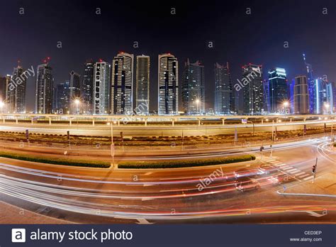 Sheikh Zayed Road By Night Dubai Marina Dubai United Arab Emirates