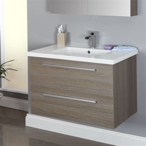 Bathroom vanity units, also referred to as sink vanity units are essential for creating a stylish modern bathroom. Vasari Wall Hung Vanity Unit & Basin Grey Oak - 800mm ...
