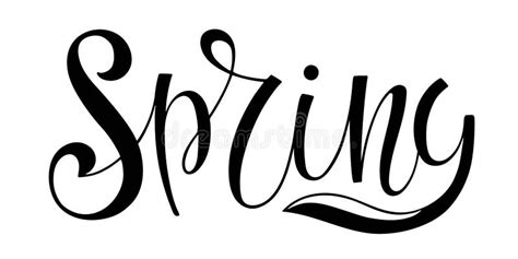 Spring Calligraphy Lettering Isolated Black On White Handwritten