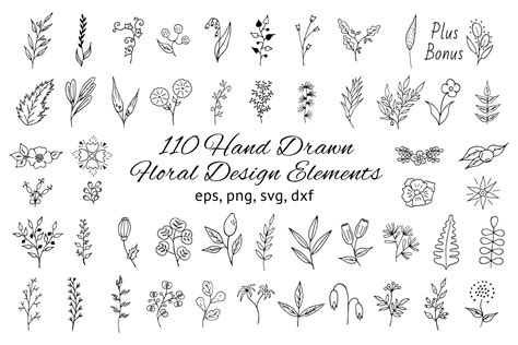 Check spelling or type a new query. 110 Hand Drawn Floral Design Elements Graphic by Kirill's ...
