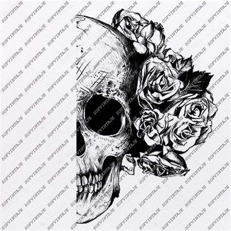 Instant Digital Download. Skull And Rose Svg Rose svg Cut File Skull