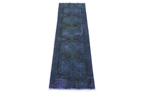 Wohnzimmer teppich modernes vintage orientalisches design kurzflor blau creme. Vintage Teppich Läufer Blau in 300x80 (1001-177257) bei ...