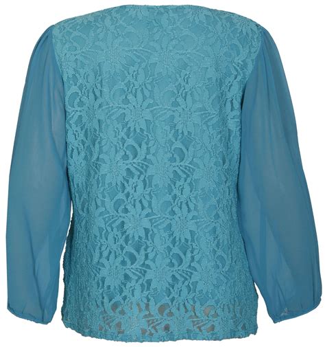 New Womens Long Sleeve Floral Lace Plus Size Chiffon Tunic Tops 16 26