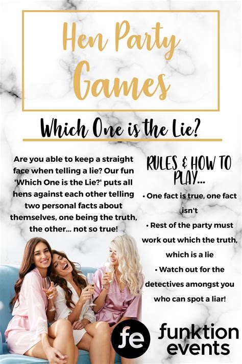 Hen Party Games Which One Is The Lie Hen Party Games Hen Party