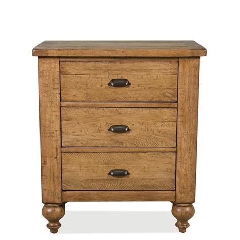 Hickory saplings, reclaimed wood planks, and character woods are incorporated into these distinctive pieces of rustic furniture. Riverside Furniture Summerhill 3 Drawer Nightstand in ...
