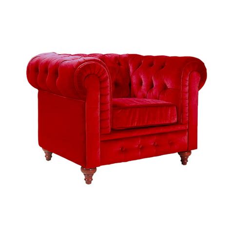 Classic Scroll Arm Tufted Velvet Chesterfield Accent Chair