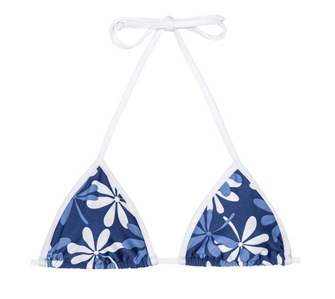 Bikini Tops Bluewhite Floral Triangle Bikini Top Soutien Agua Viva