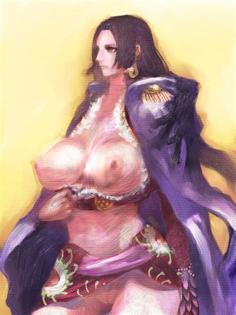 Rule 34 1girls Black Hair Boa Hancock Breasts Breasts Out Coat Female Female Only Nipples No