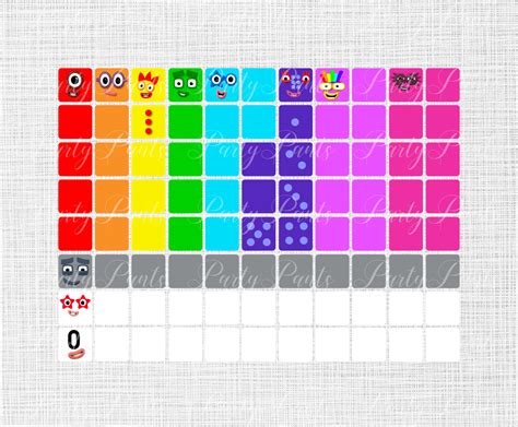 Numberblocks 0 10 Png Pdf Instant Download Face Stickers For Blocks