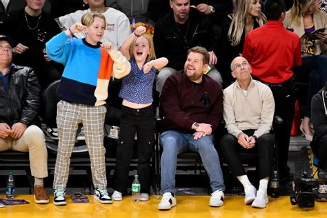 James Corden Sits Courtside With Son Max And Daughter Carey At Nba Game